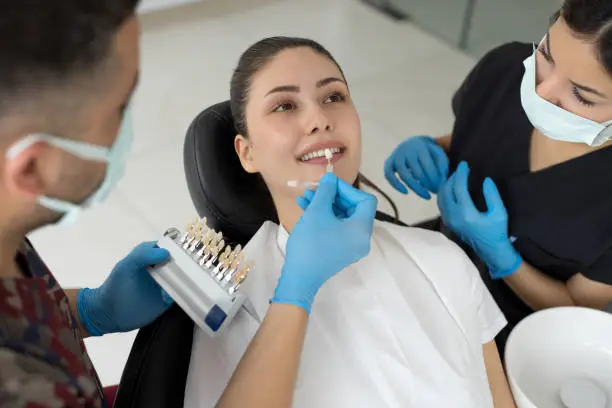 choosing a shade of dental veneers